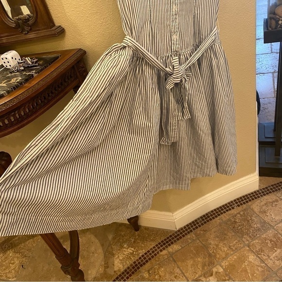 NORMAKAMALI Women Gray White Striped Buttoned Tie Waist Dress Size Large - Picture 4 of 9